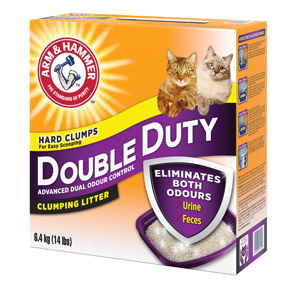 Arm & Hammer Double Duty Litière, contrôle des odeurs grâce au charbon actif et bicarbonate.