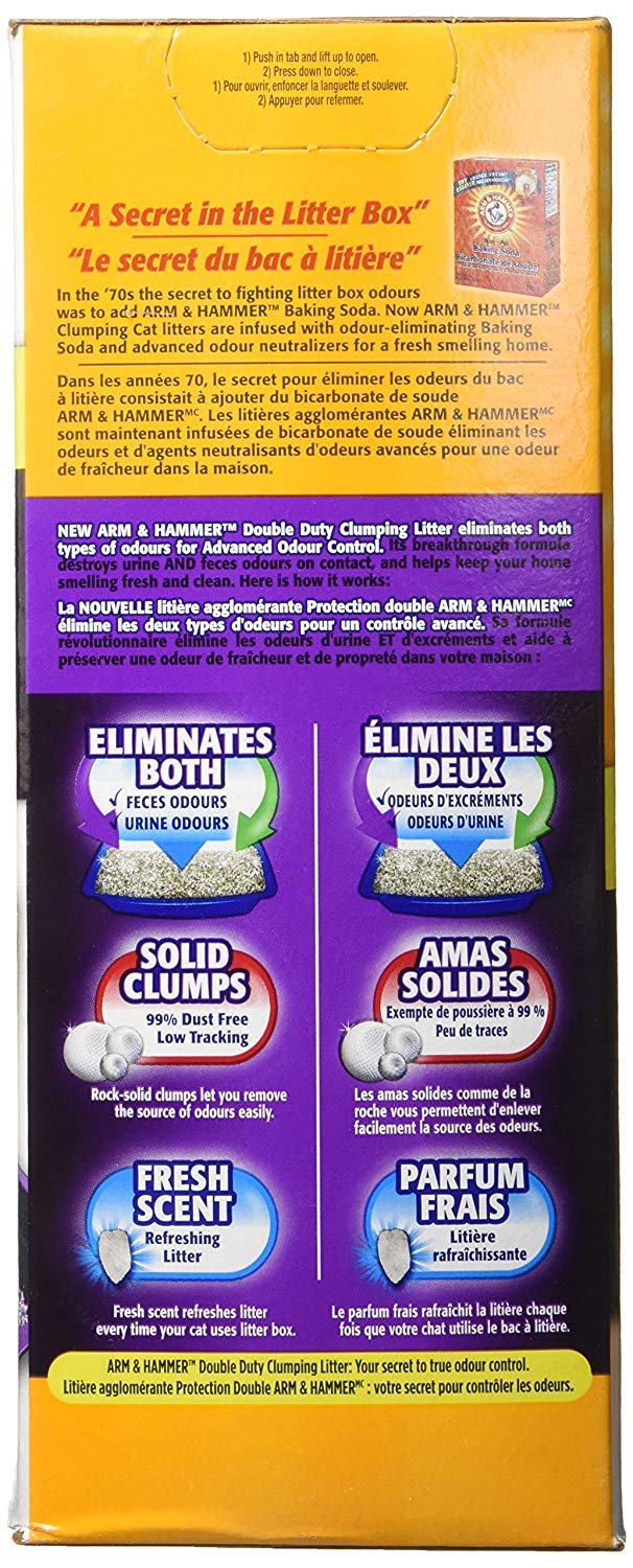Arm & Hammer Double Duty Litière, faible poussière et faible traînée autour du bac.
