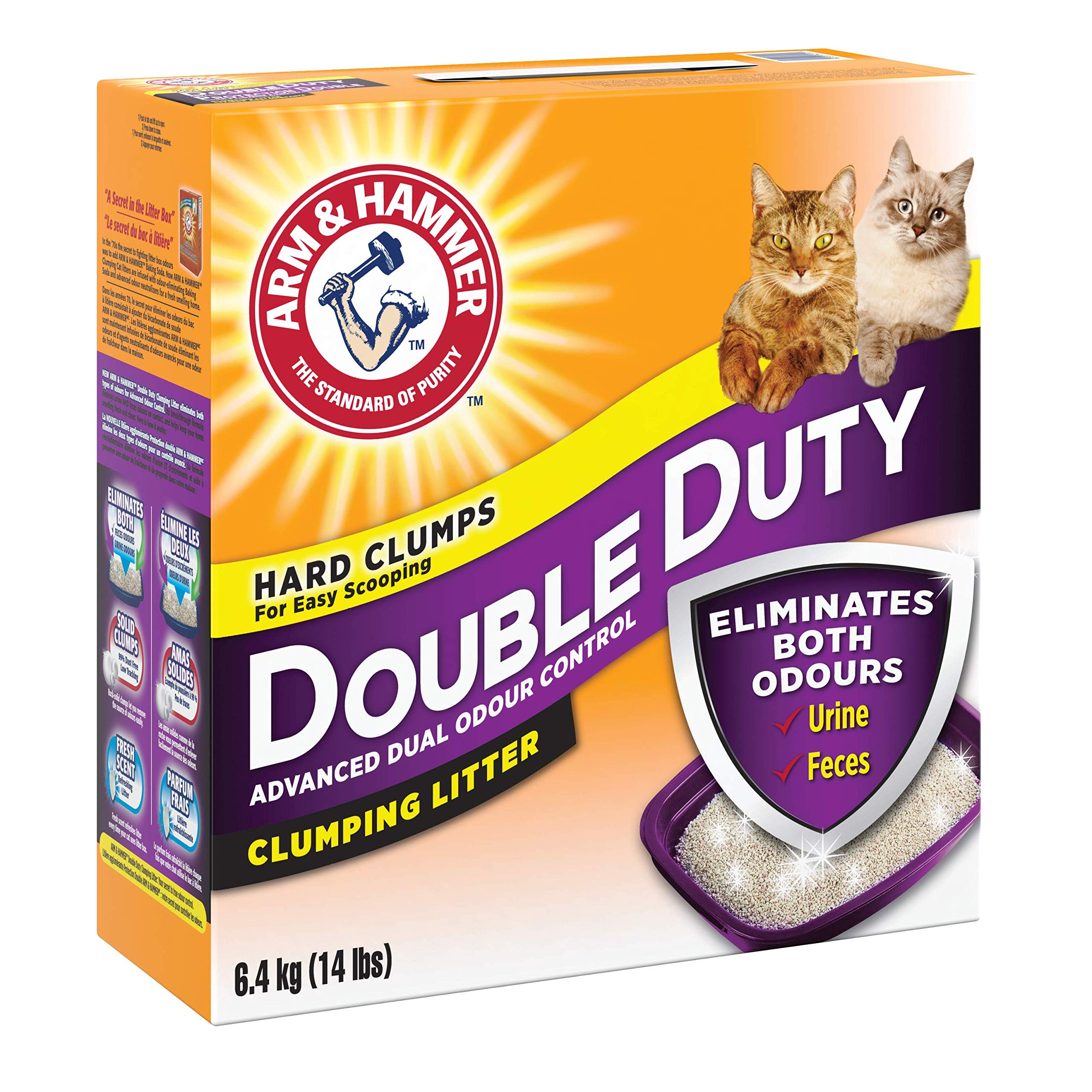 Arm & Hammer Double Duty Litière, grume solide pour un nettoyage rapide.