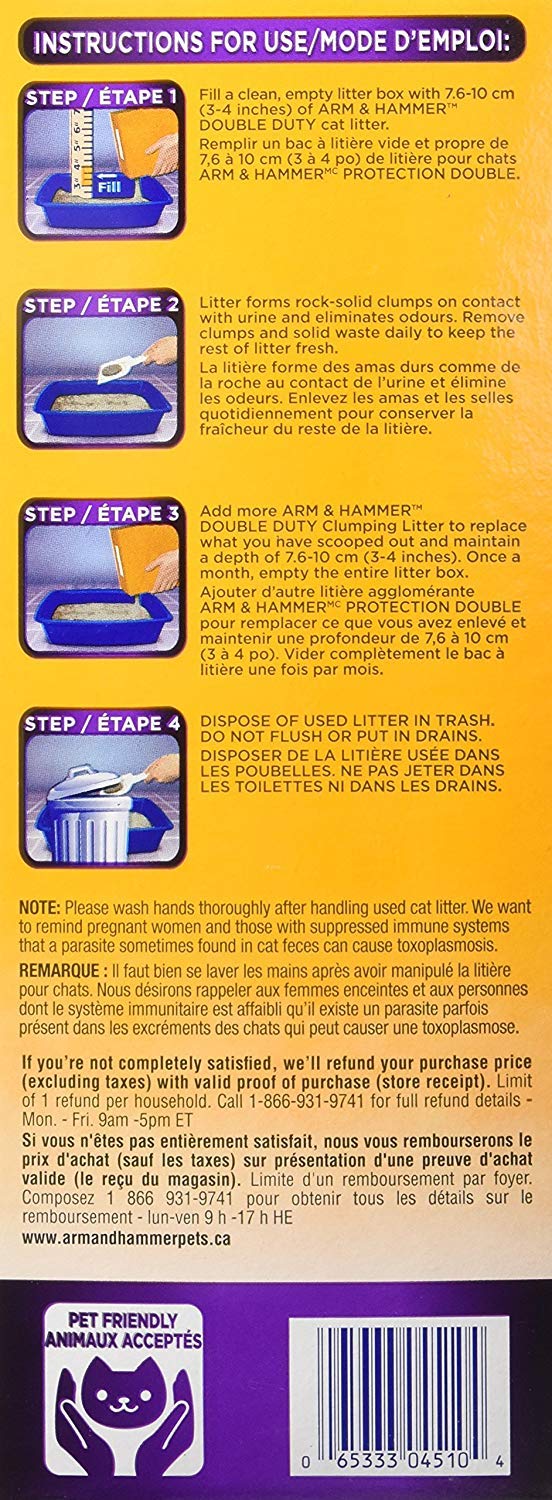 Arm & Hammer Double Duty Litière, utilisation compatible avec tout bac à litière.