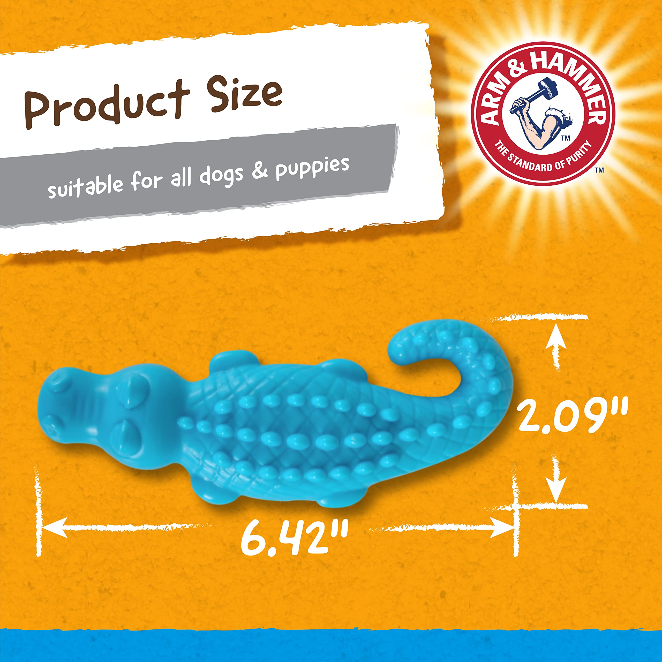 Utilisation intérieur/extérieur du jouet Gator Arm & Hammer pour chien.