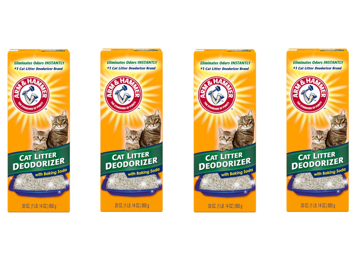 Arm et Hammer déodorant pour litière, pack 4x30 oz, fraîcheur durable.