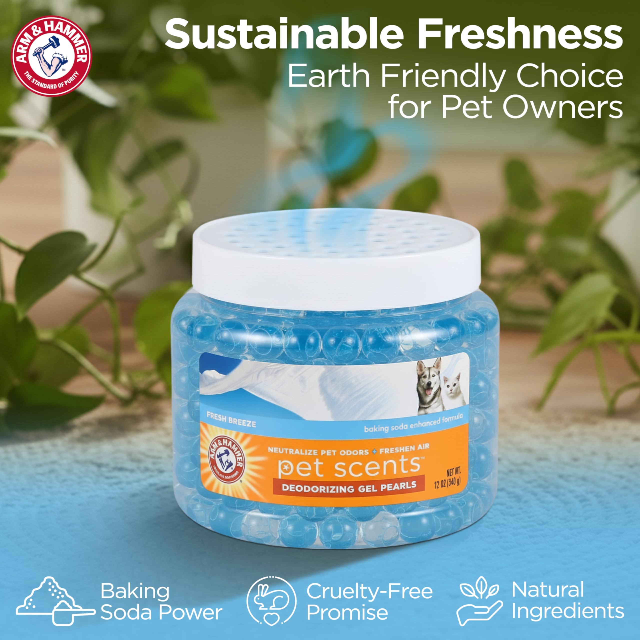 Arm & Hammer Pets Gel Beads, diffusion longue durée pour une fraîcheur continue.