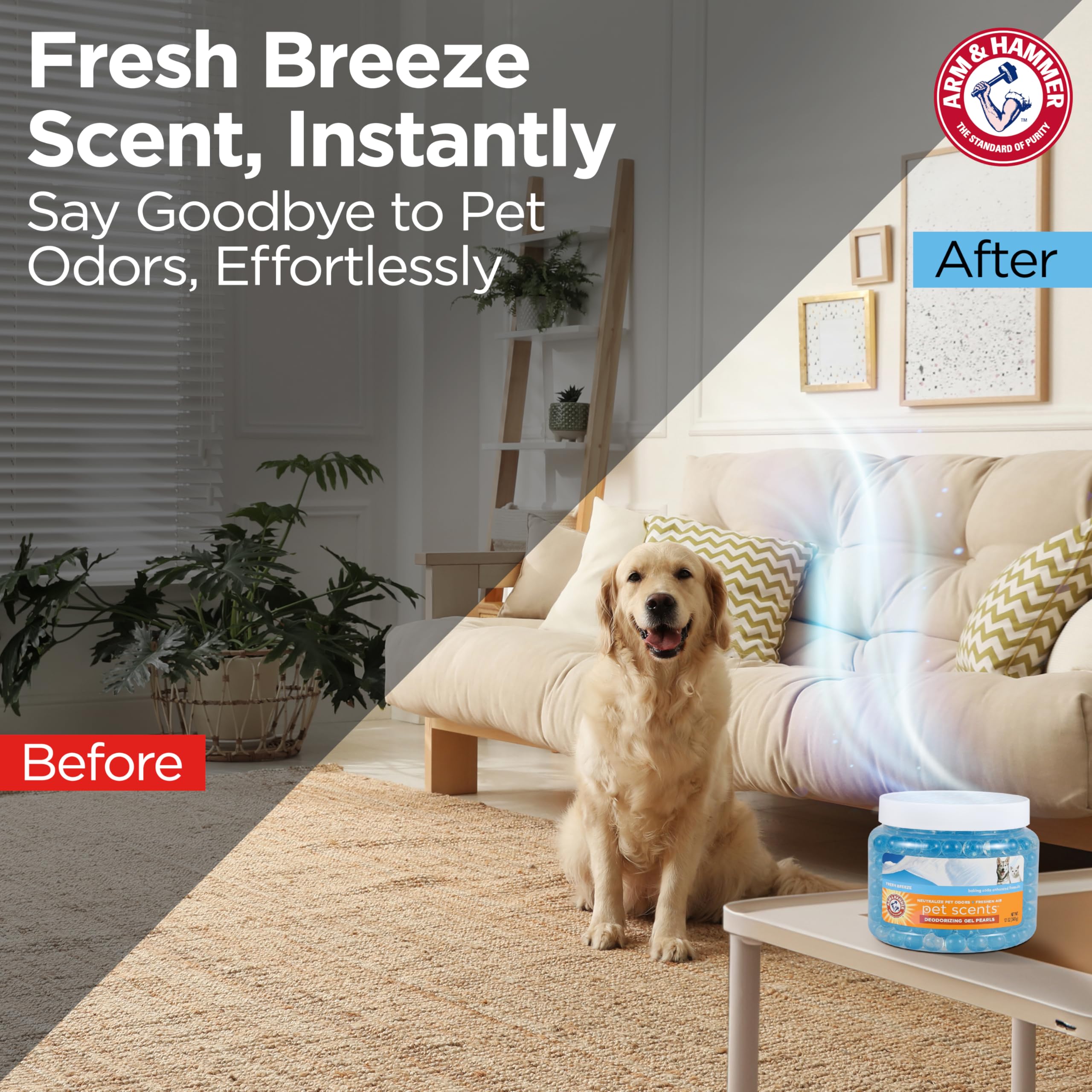 Arm & Hammer Pets Gel Beads, parfum Frais et léger, odeurs moins présentes durablement.