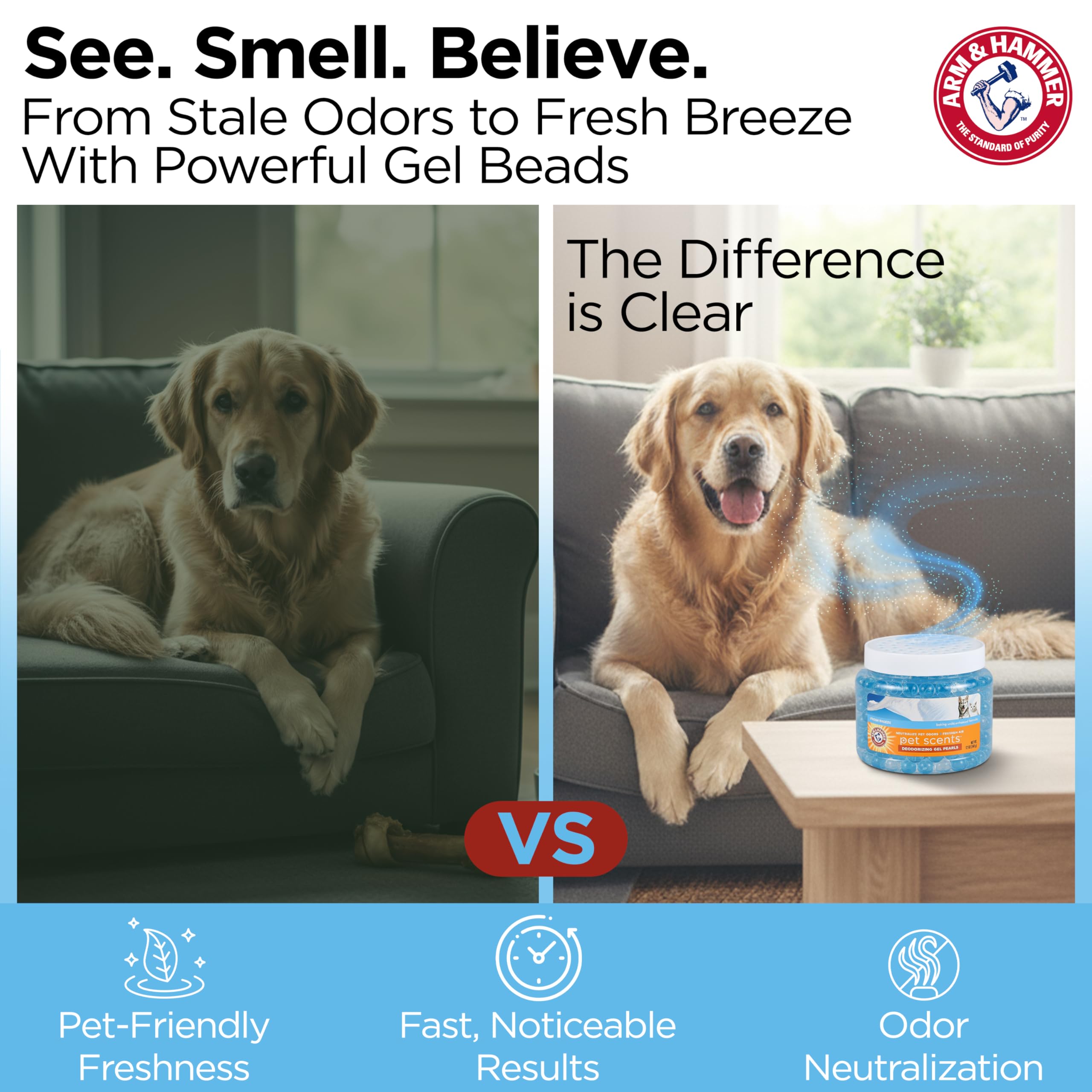 Arm & Hammer Pets Gel Beads, placement idéal dans les chambres des animaux.