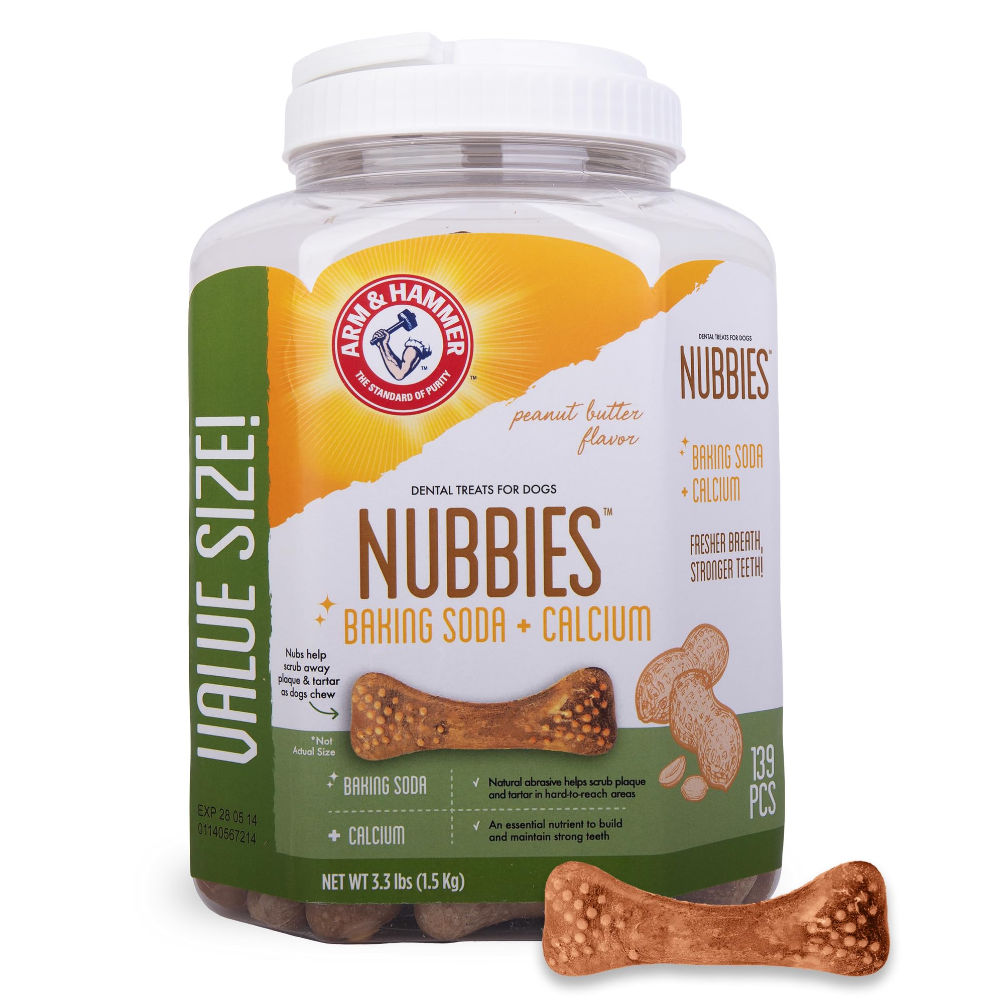 Friandises dentaires Arm & Hammer Nubbies, emballage économique de 139 pièces.