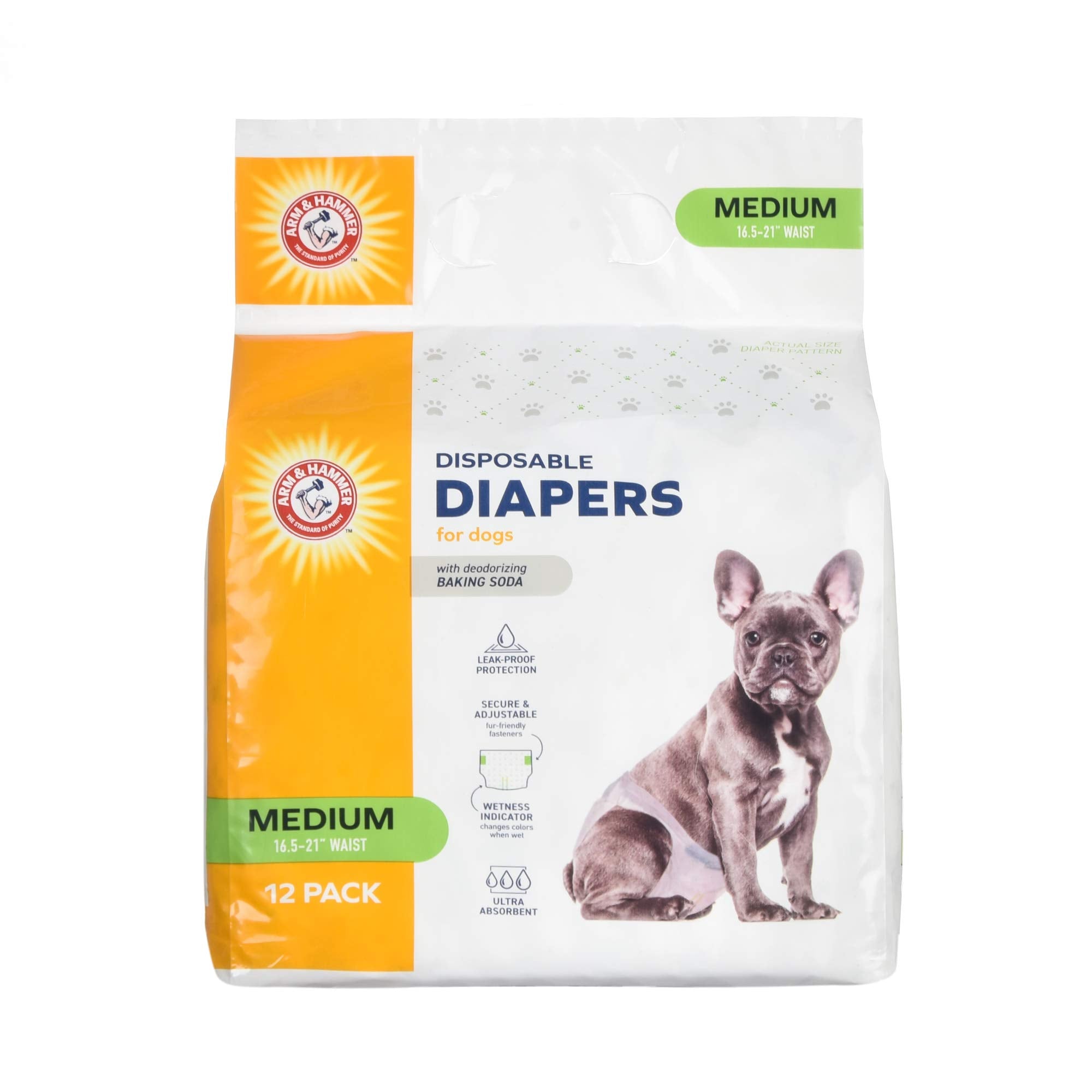 Couches féminines jetables Arm & Hammer pour animaux — emballage pratique et protection durable.