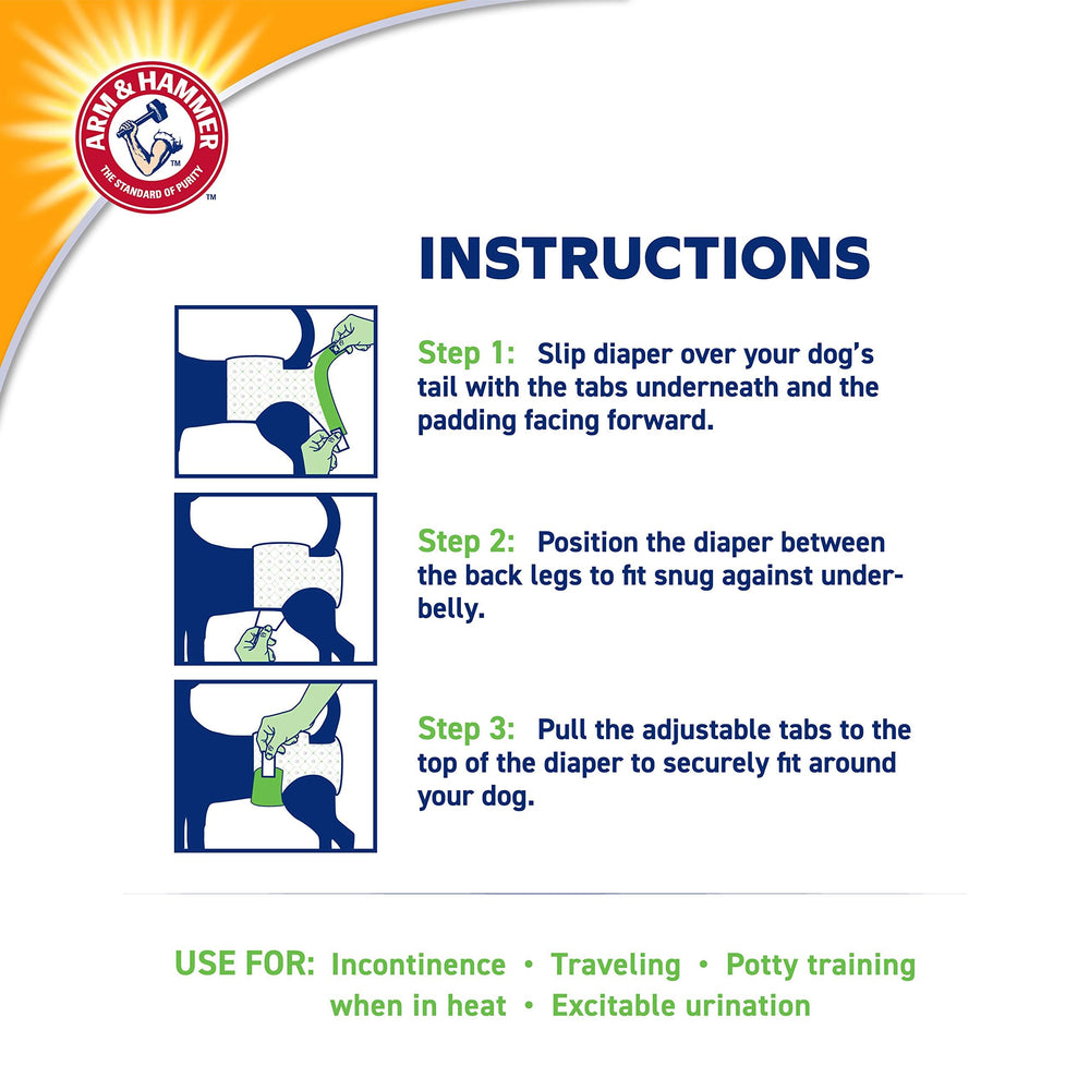 Arm & Hammer pour Animaux – lot de 12 couches pour usage quotidien et déplacements.