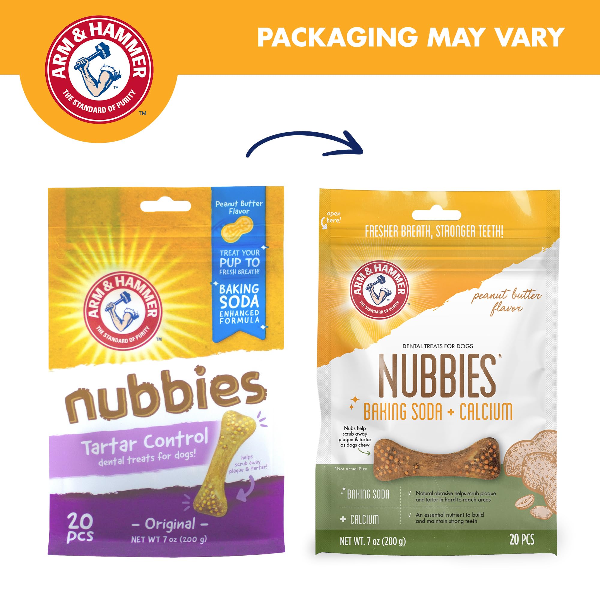 Arm & Hammer Nubbies – goût beurre de cacahuète pour favoriser une mastication prolongée.