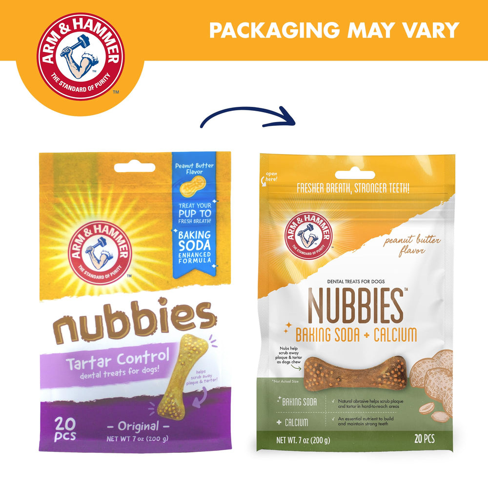 Arm & Hammer Nubbies – goût beurre de cacahuète pour favoriser une mastication prolongée.