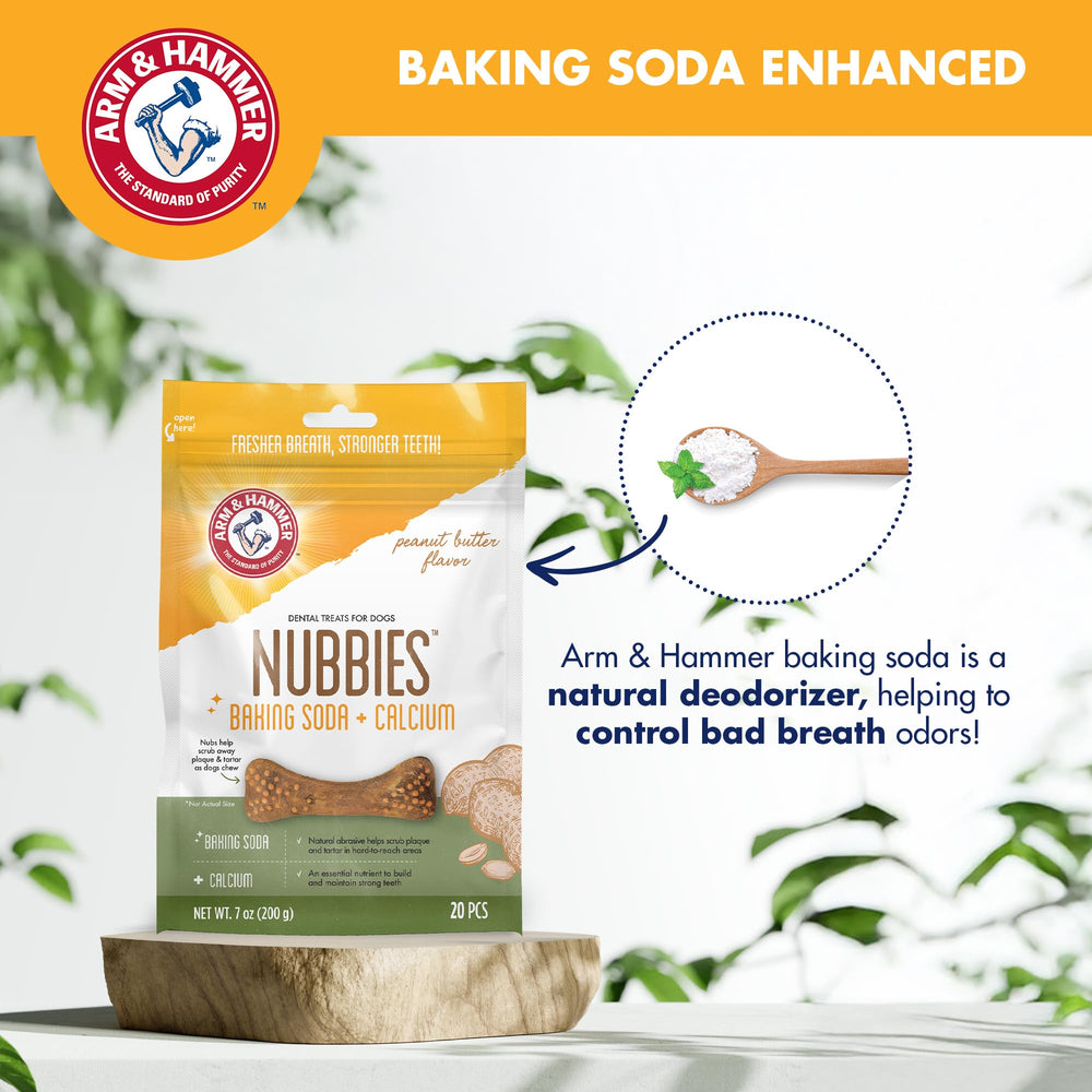 Arm & Hammer Nubbies – haleine potentiellement plus fraîche grâce à bicarbonate et calcium.