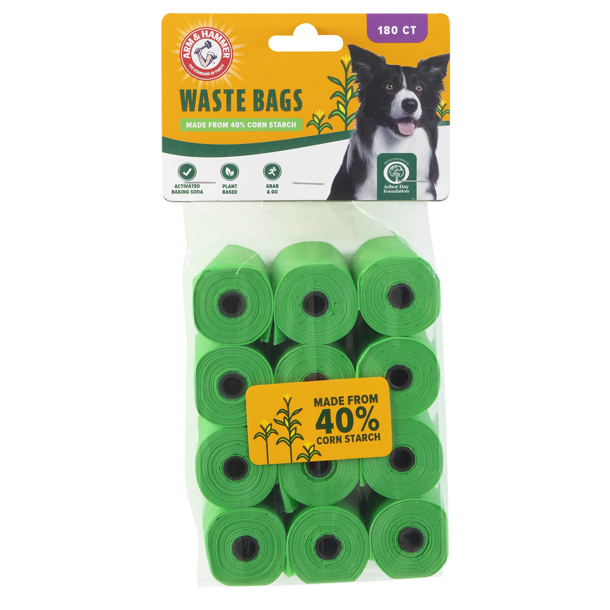 Rouleau Arm & Hammer pour sacs à crottes durables pour chiens et chats.