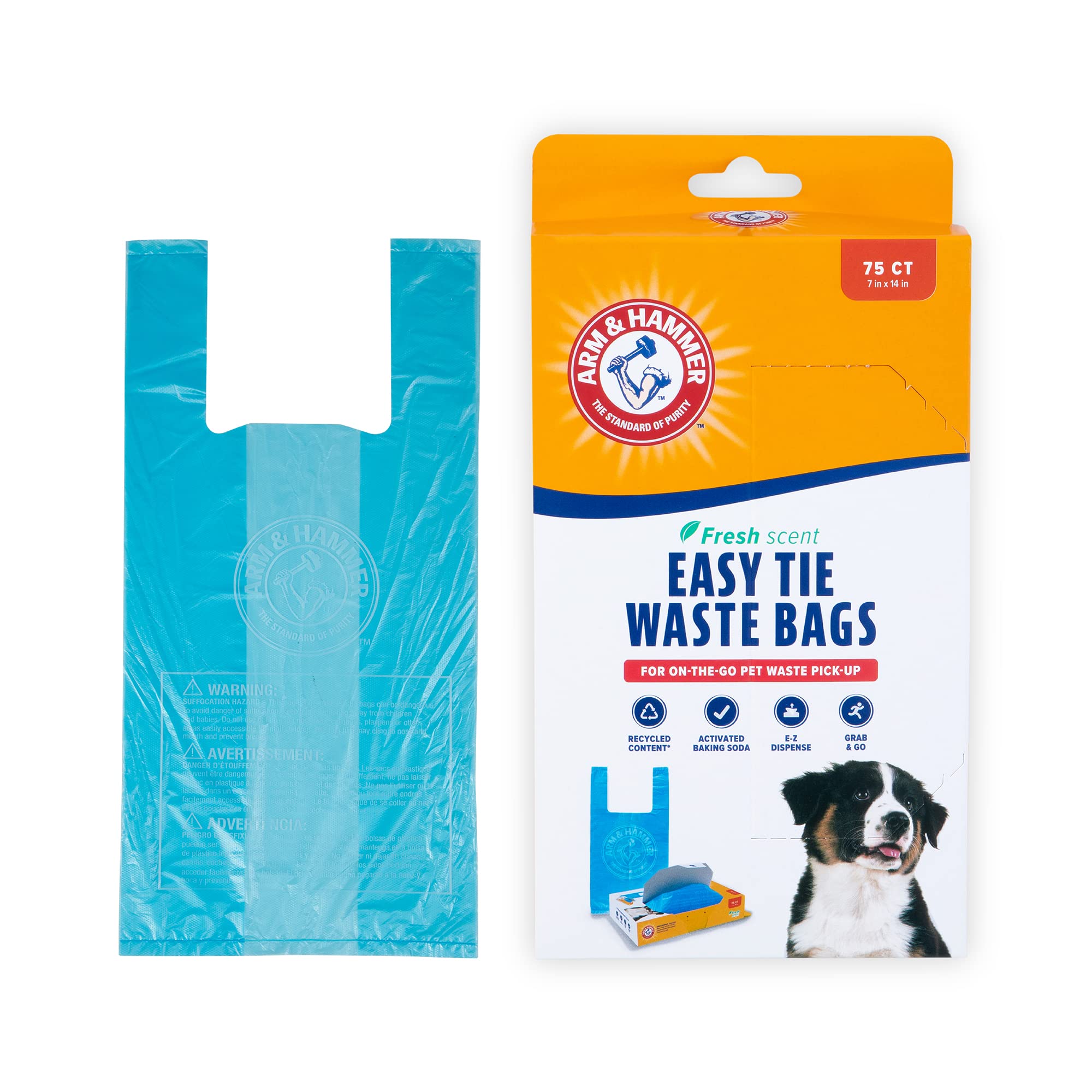 Arm & Hammer sacs bleus à fermeture facile, pratique lors des promenades.