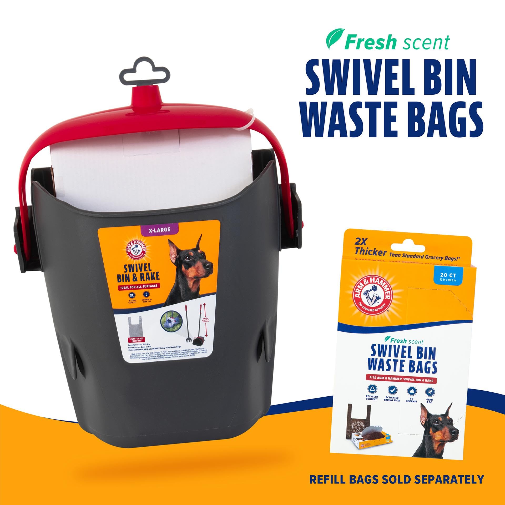 Arm & Hammer sacs supplémentaires disponibles pour remplacements faciles.