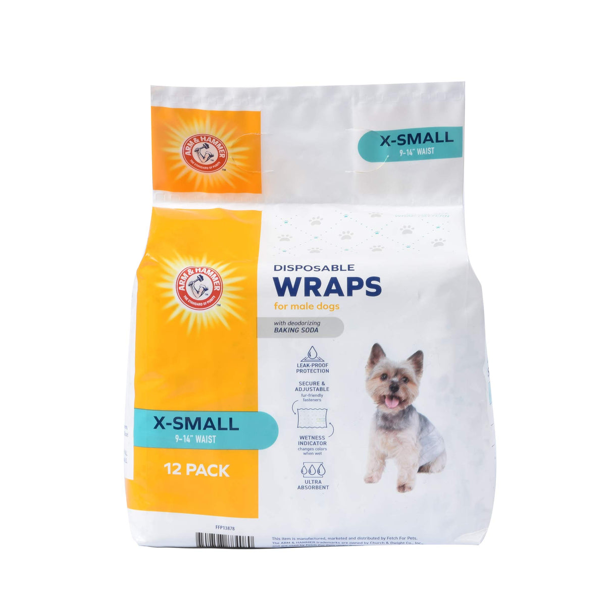 Arm & Hammer Wrap Chien Mâle, Taille 9-14 pouces, protection contre les fuites et taches.