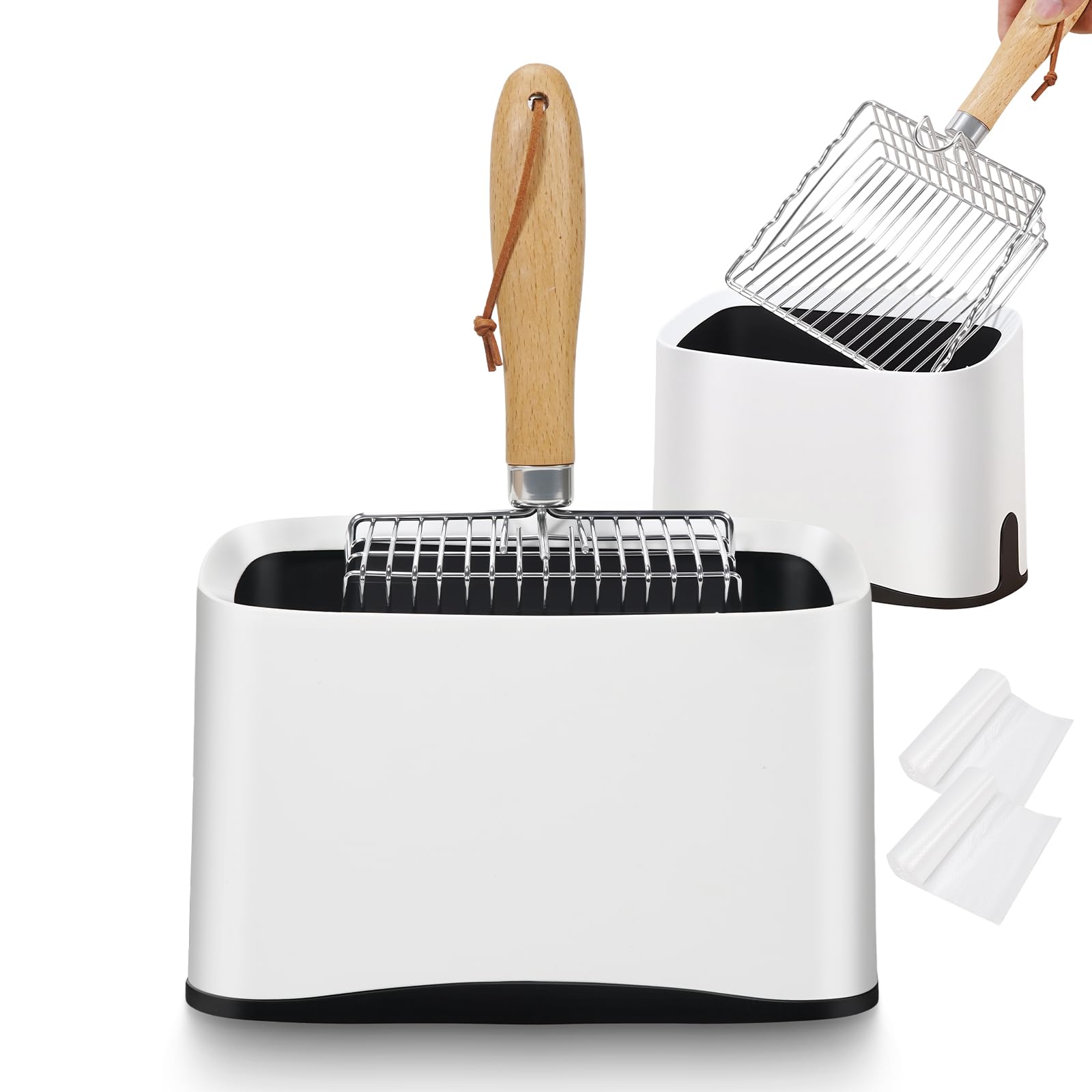 ARMLULU louche-litière métallique avec support intégré pour rangement pratique.