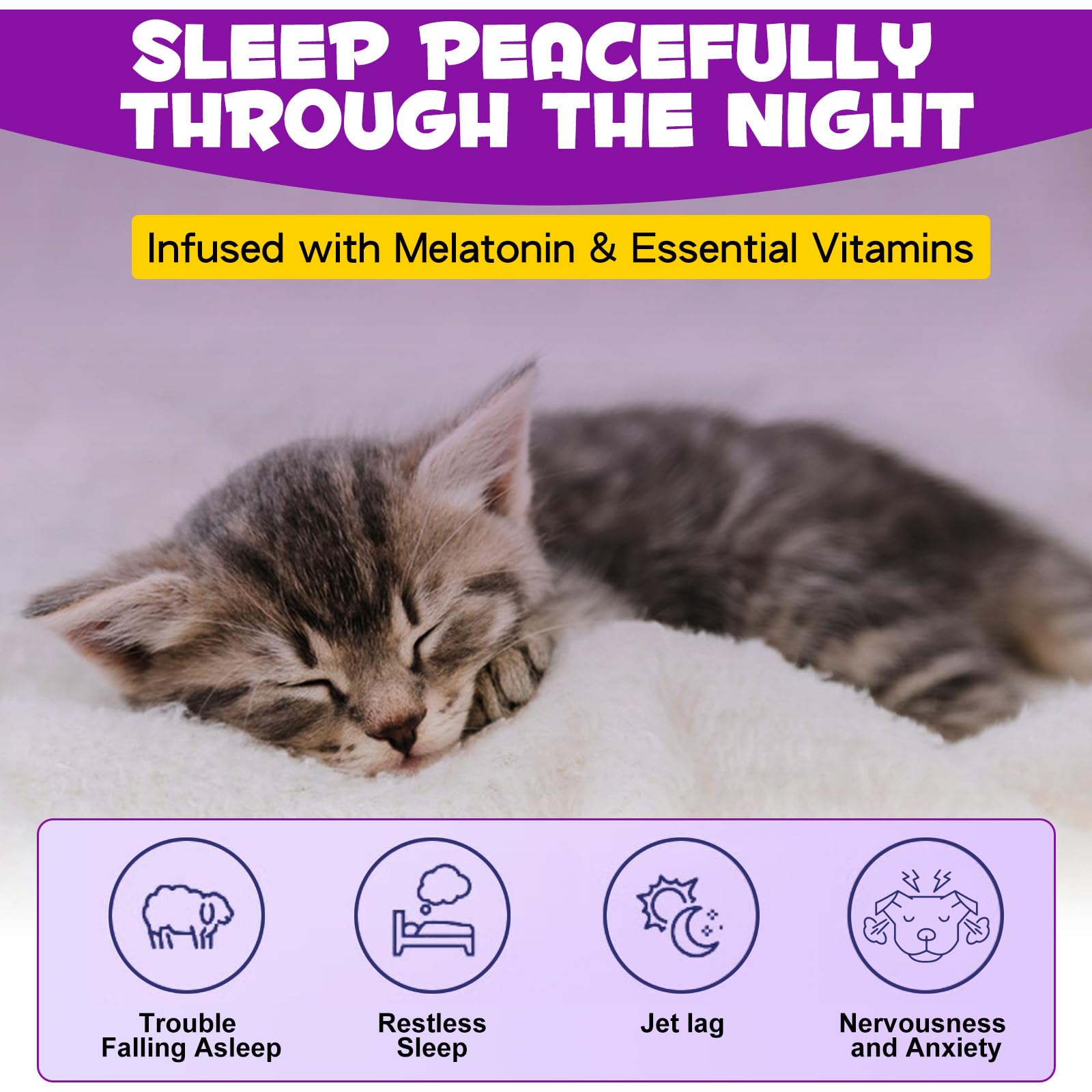 ARMOYA Chat Sommeil Doux pour des nuits plus paisibles.