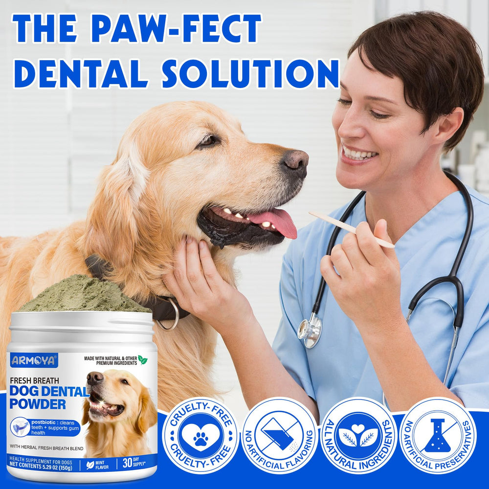 ARMOYA poudre dentaire chien – usage pratique dans nourriture.