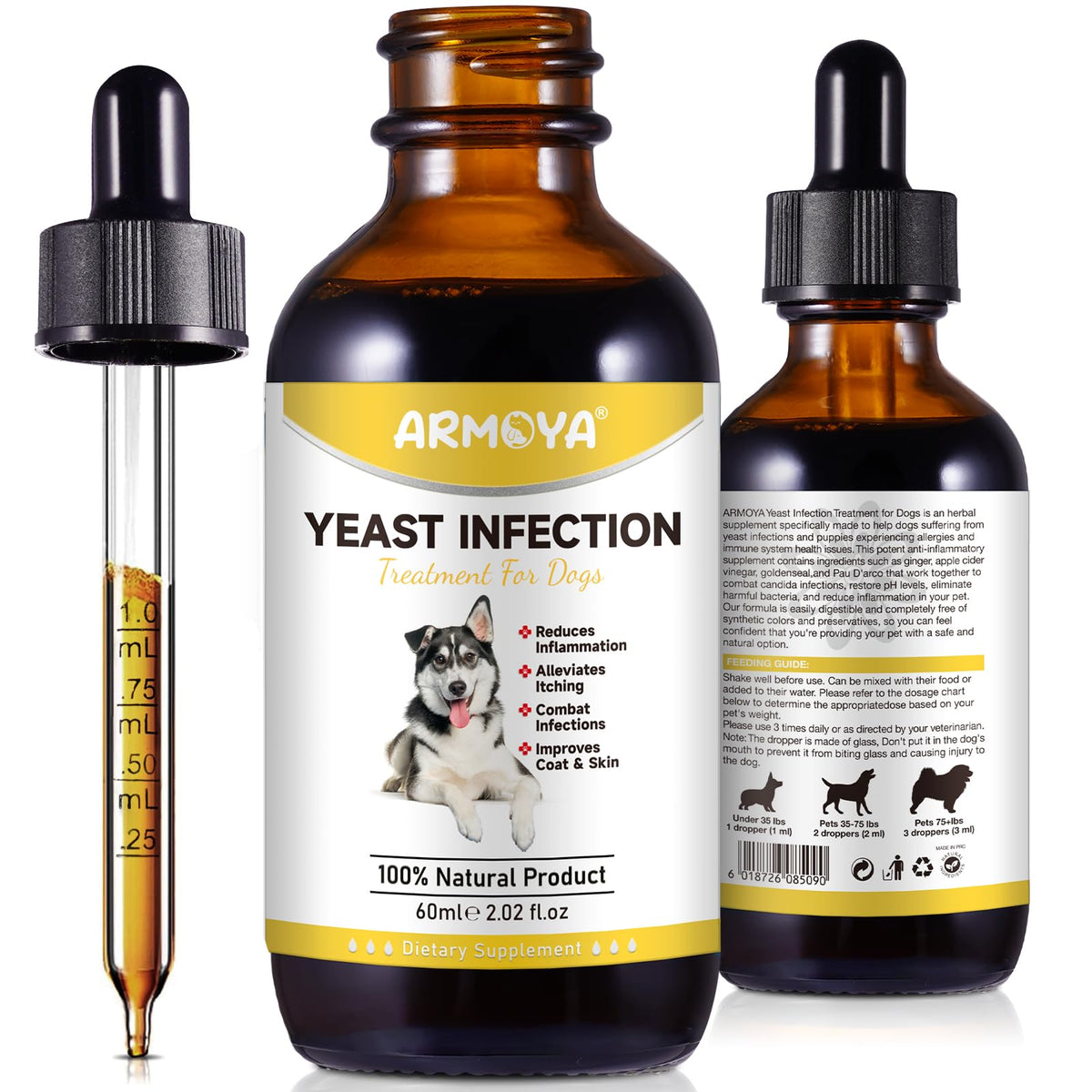ARMOYA traitement infection levure chien flacon facilite l administration.
