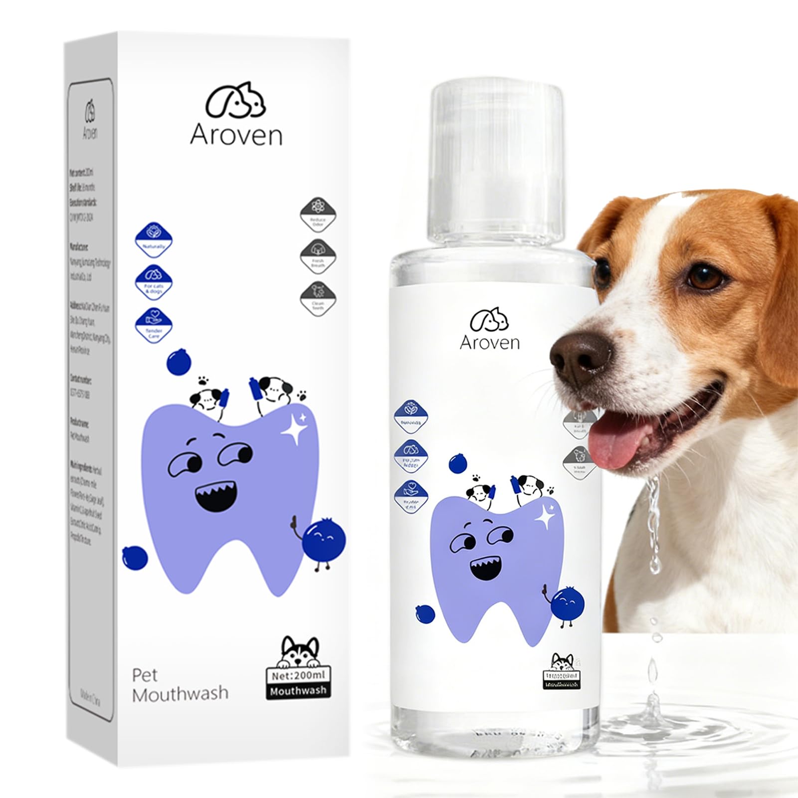 Aroven Dental Dog – Bouteille d'eau, soutien l'hygiène dentaire quotidienne