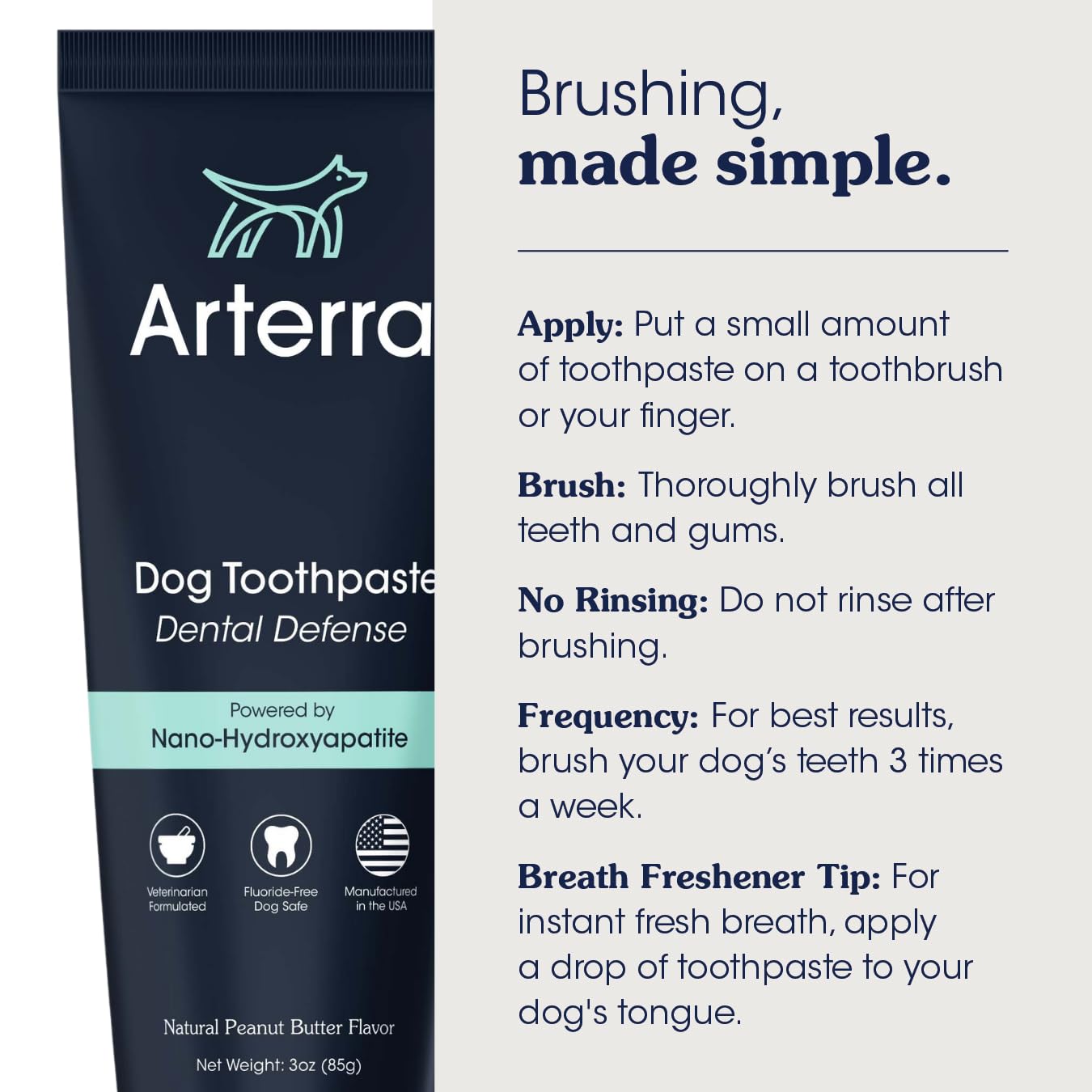Arterra Pet Science — haleine fraîche après brossage chien