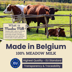 Artisanal Paws lait belge en gros plan – source unique et goût riche.