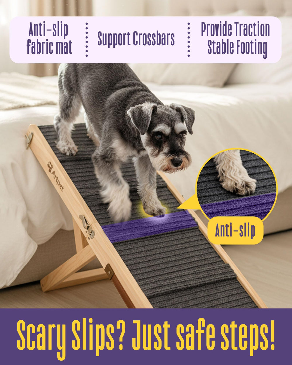 Artpet rampe avec poignée integree : mobilité aisee dans la maison.