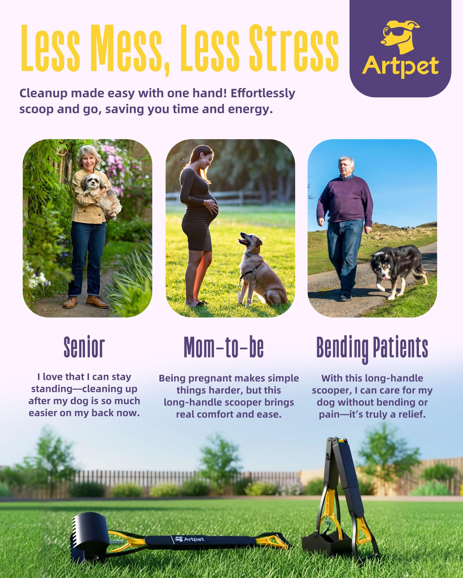 Artpet utilisation à une main facilitant le ramassage rapide