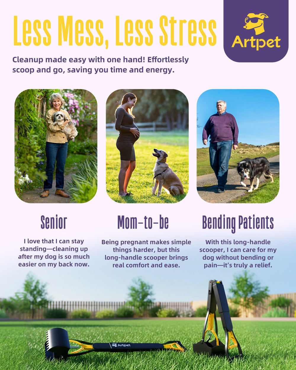 Artpet utilisation à une main facilitant le ramassage rapide