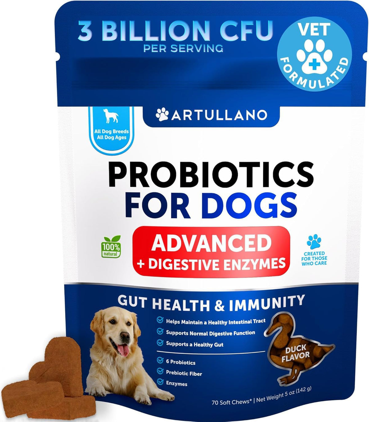Artullano Probiotiques pour Chiens – flacon: soutien digestif potentiel pour votre chien