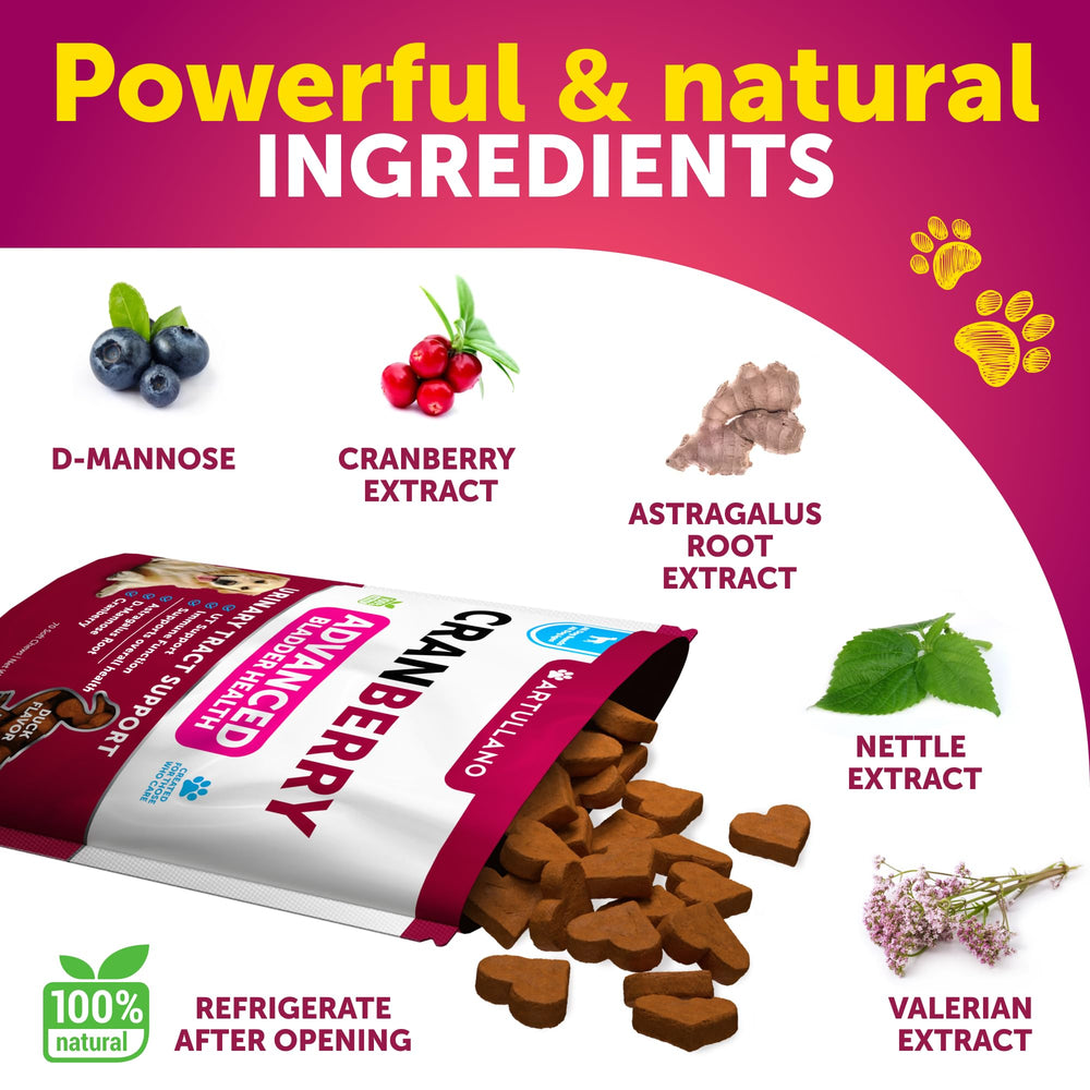 Artullano Dog UT Treats – huile de poisson et canneberge pour le soutien digestif et peau saine.