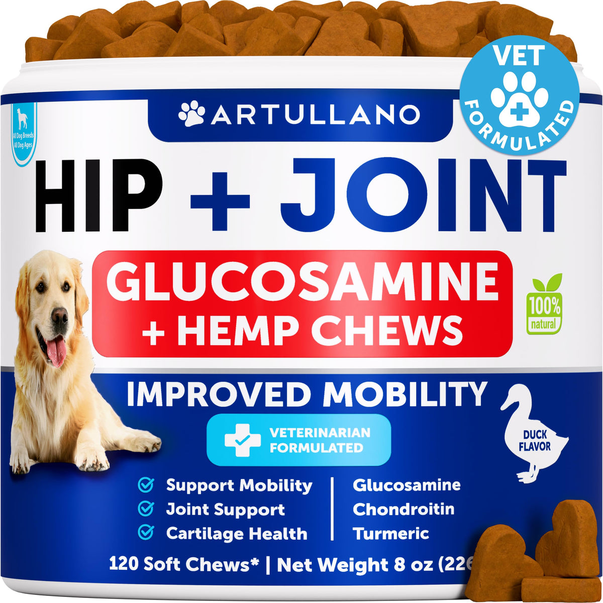 Artullano gommes articulations chien, bouteille: soutien mobilité et confort articulaire