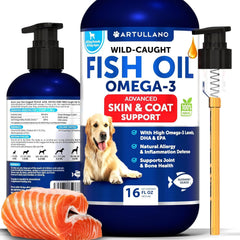 Artullano Omega3 pour chien – bouteille, soutien peau et pelage sains