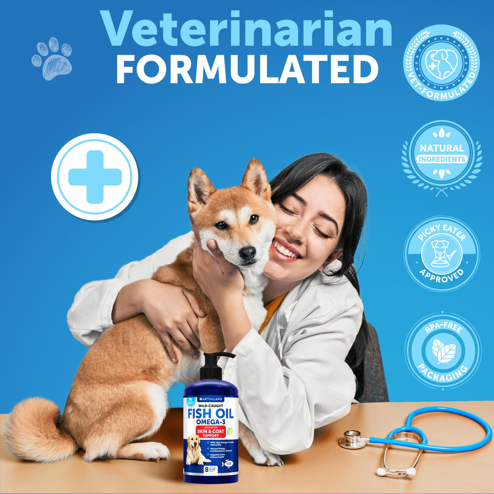 Artullano Omega3 Saumon Pollock Chien — mélange oméga riche pour la vitalité.