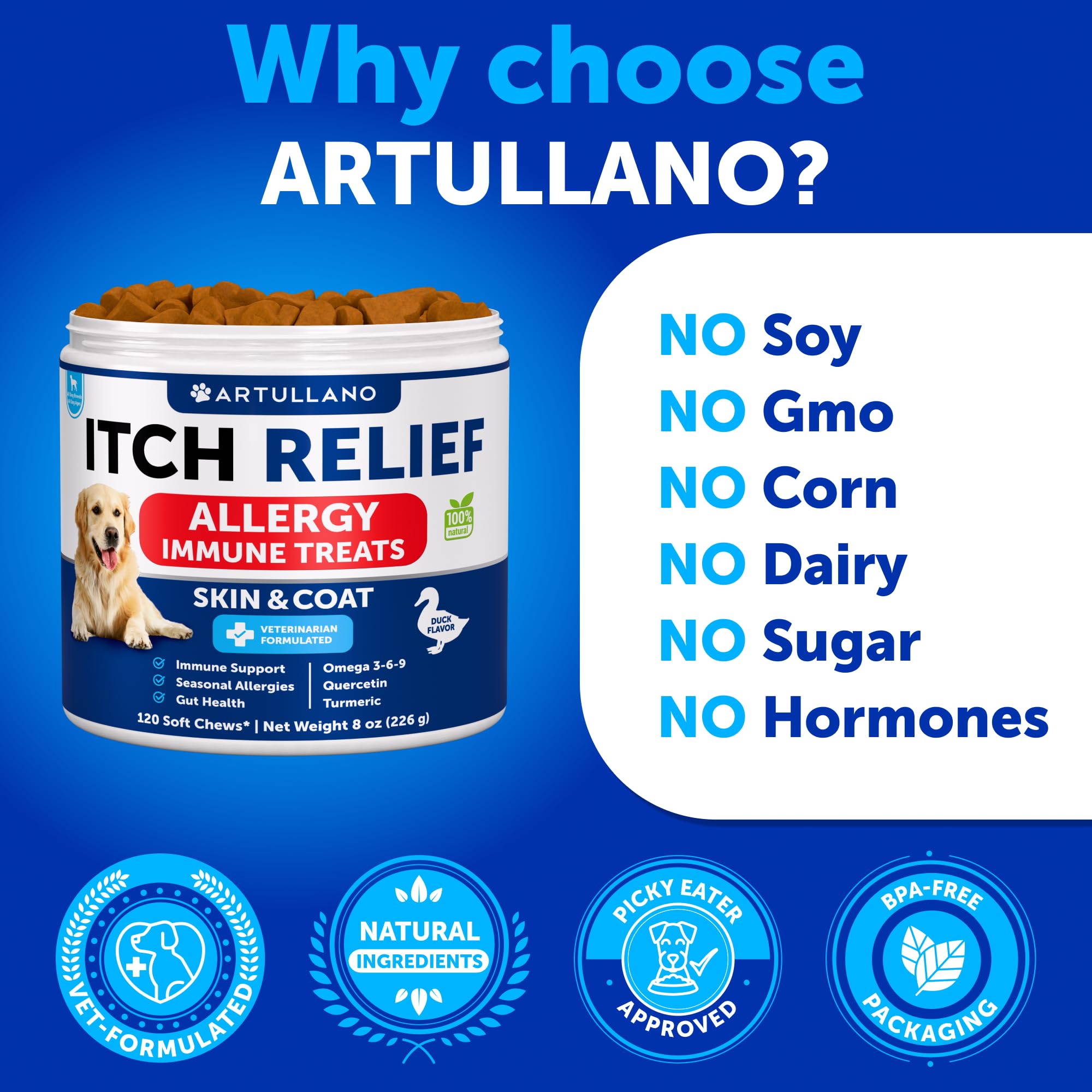 Artullano: pelage et peau sains grâce à des ingrédients naturels.