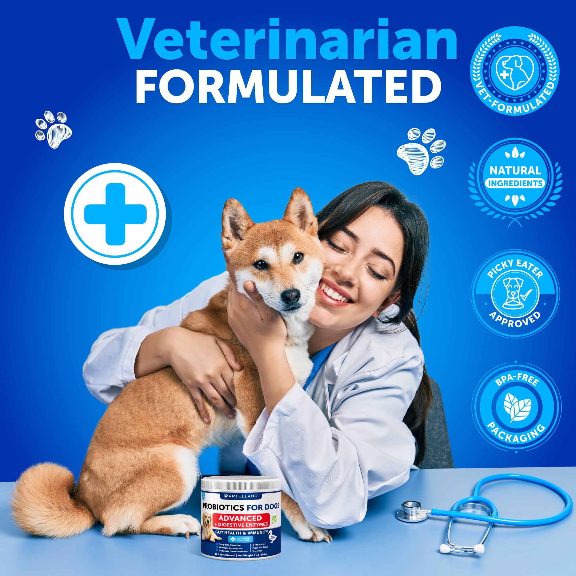 Utilisation quotidienne des Probiotiques Artullano pour chien, facile et pratique.