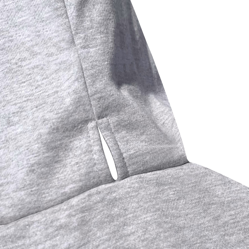 ARUNNERS hoodie gris chien – détail fermeture YKK pour enfiler facilement.