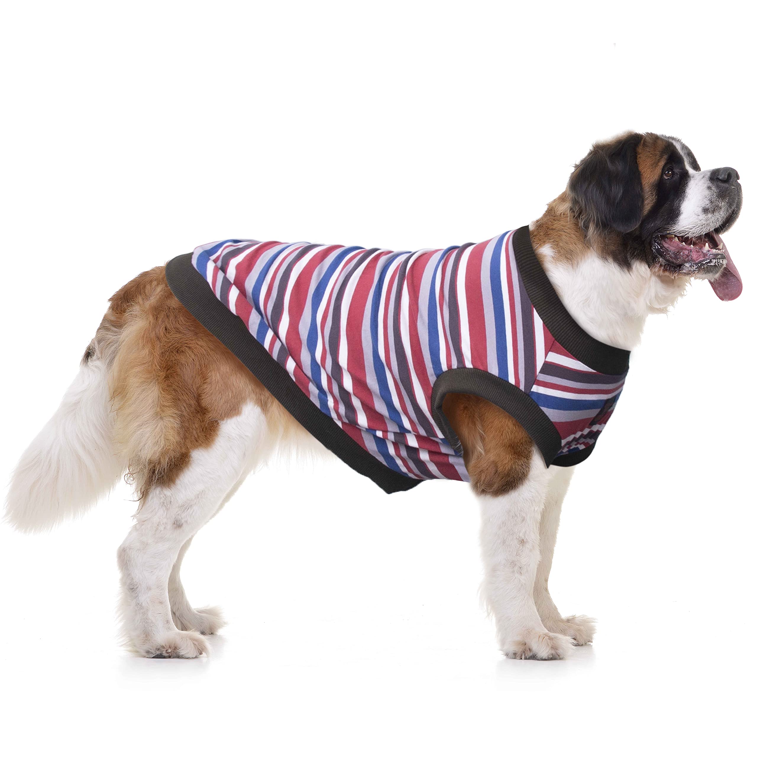 ARUNNERS T-shirt pour chien 9X-Large, vue avant, confort et style rayé rouge.