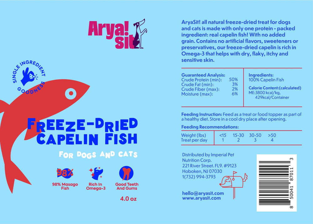 Arya Sit! capelan récompense pratique pour le pelage sain.