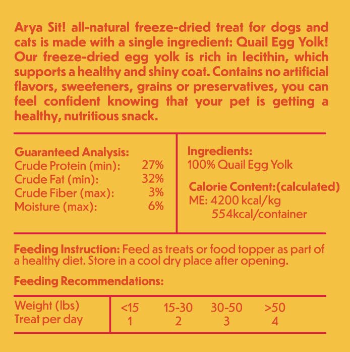 Arya Sit! Emballage de qualité, bouchon refermable pour fraîcheur.