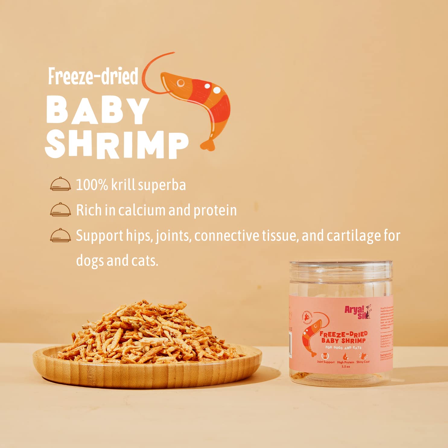 Récompense canin Arya Sit! avec crevettes bébé séchées, pratique en entraînement.