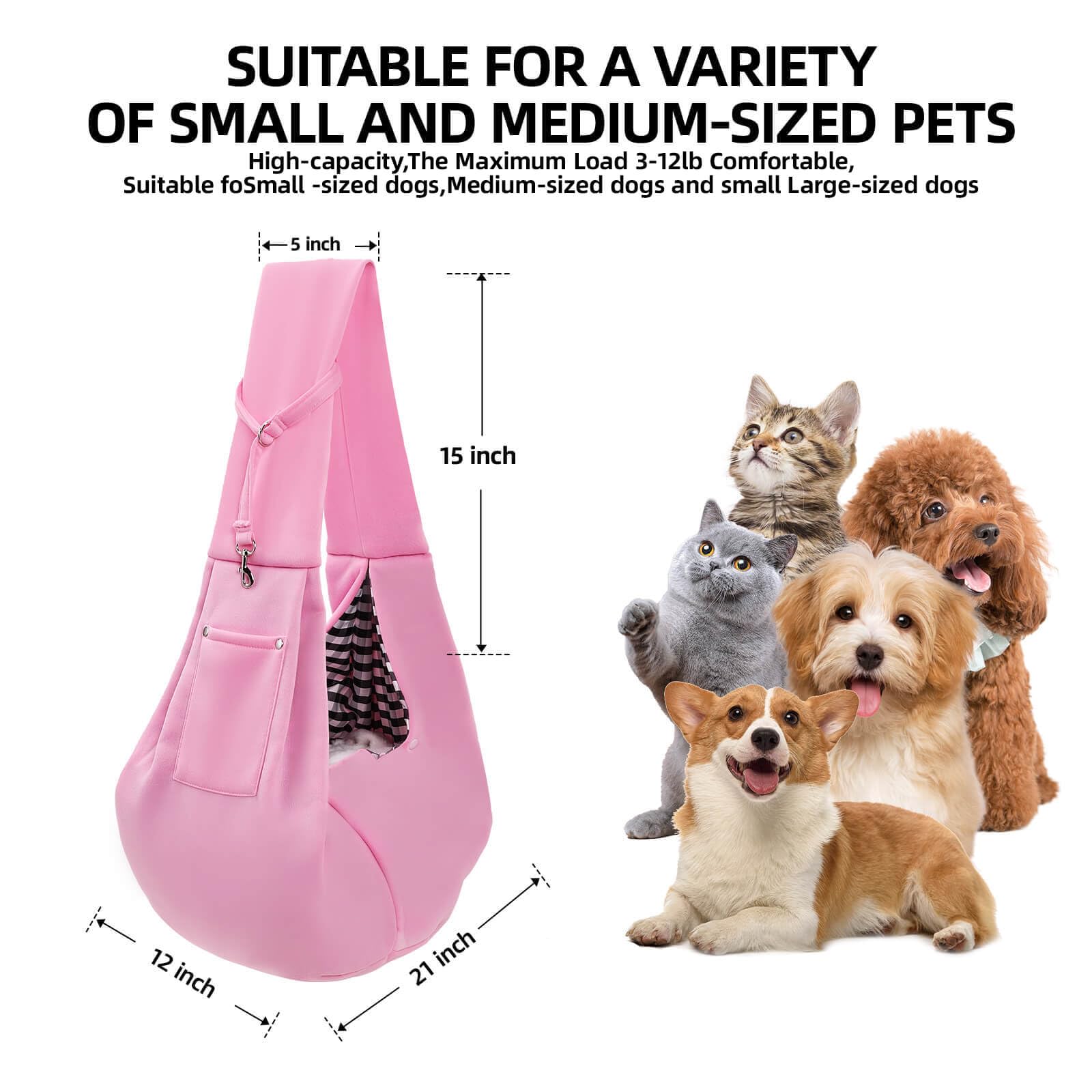 ARZQUT grande ouverture rose, transfert facile du chien dans le sac.