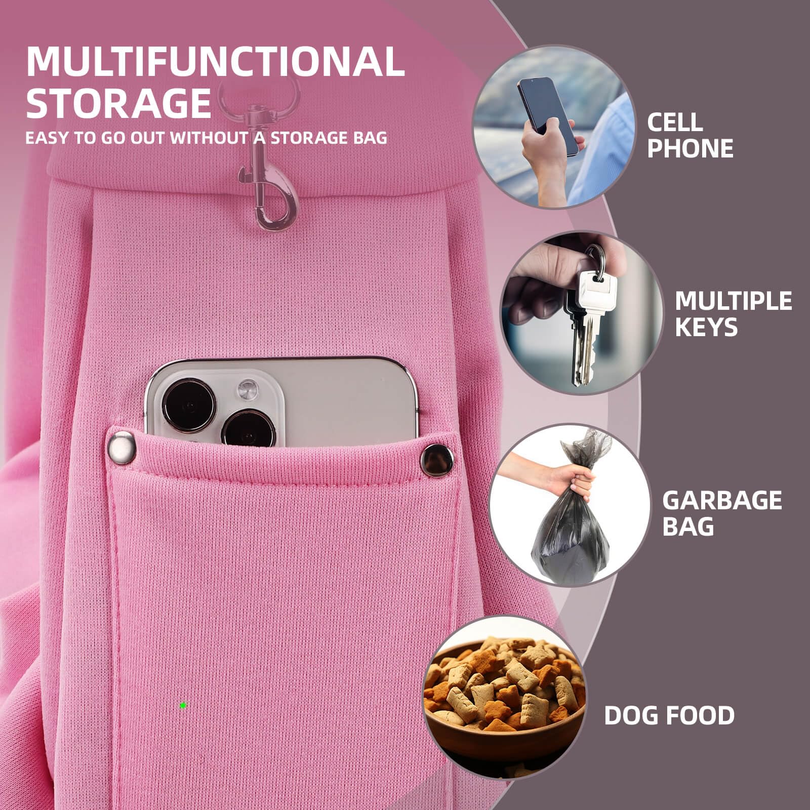 ARZQUT porte objets epaule rose, rangement pratique pour clés et téléphone.