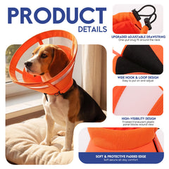 ASENKU collier-cone reglable orange XL, ajustement sûr et rapide.