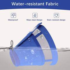 ASENKU collier-cone bleu, gros plan sur la fermeture velcro, sécurité anti-léchage.