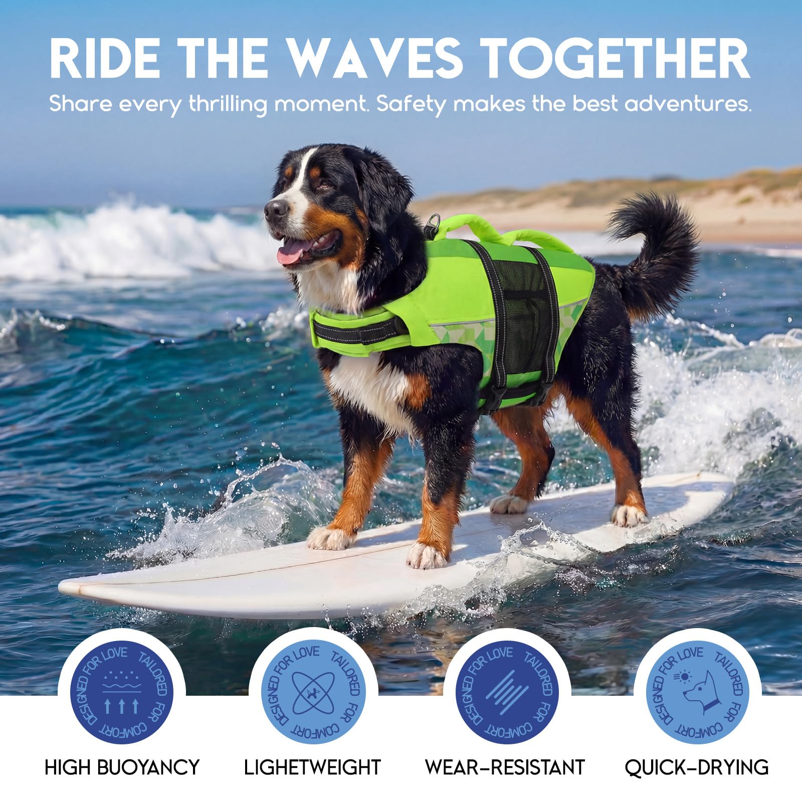 ASENKU gilet sauvetage chien matière ripstop oxford et nylon durable