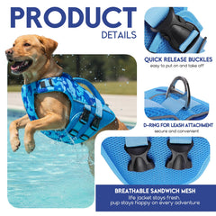 ASENKU gilet sauvetage chien poignée secours haute, prise facile