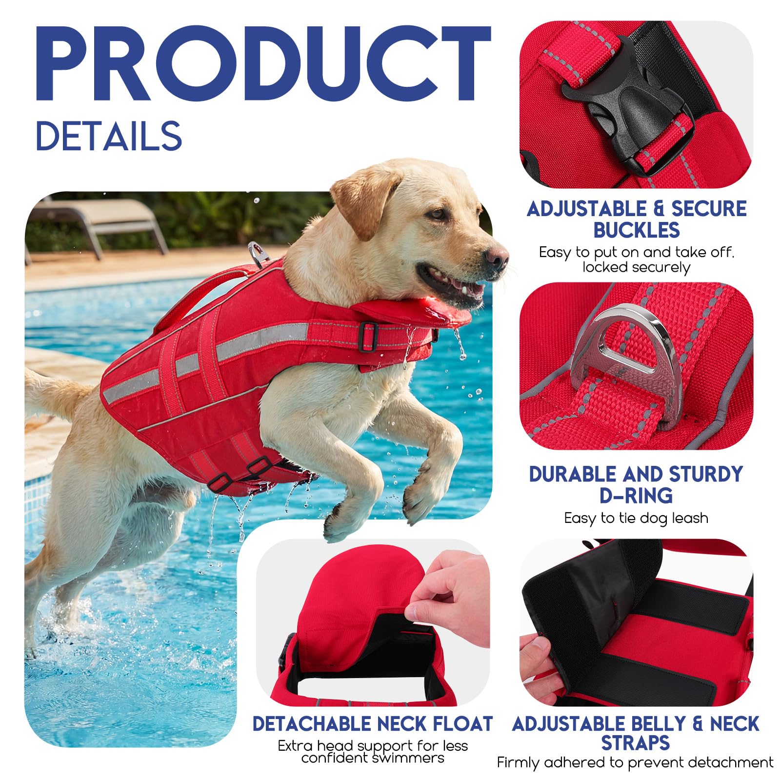 ASENKU gilet sauvetage chien haute visibilité avec bandes réfléchissantes pour sécurité nocturne.