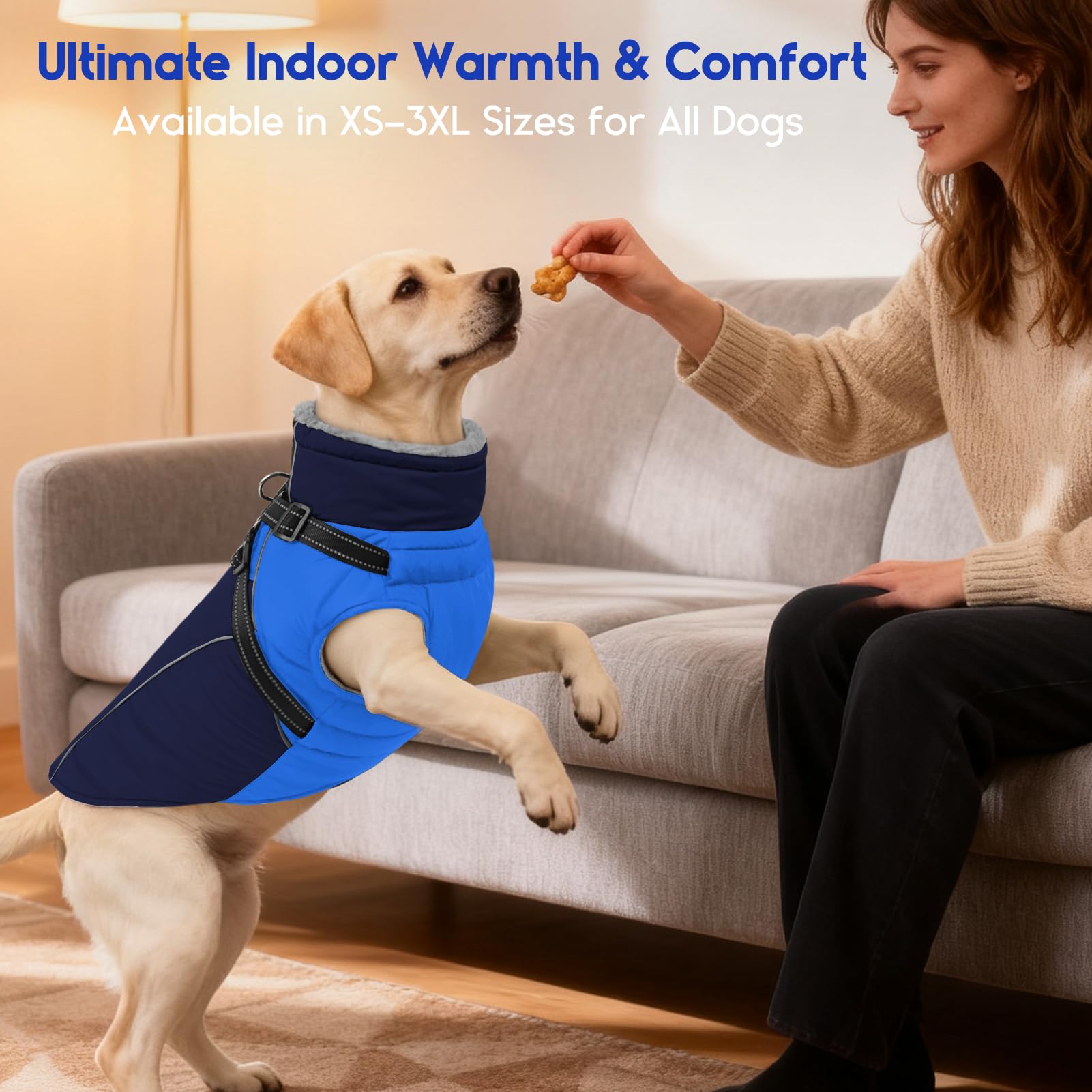 ASENKU manteau chien doublure coral, chaleur douce pour l'hiver