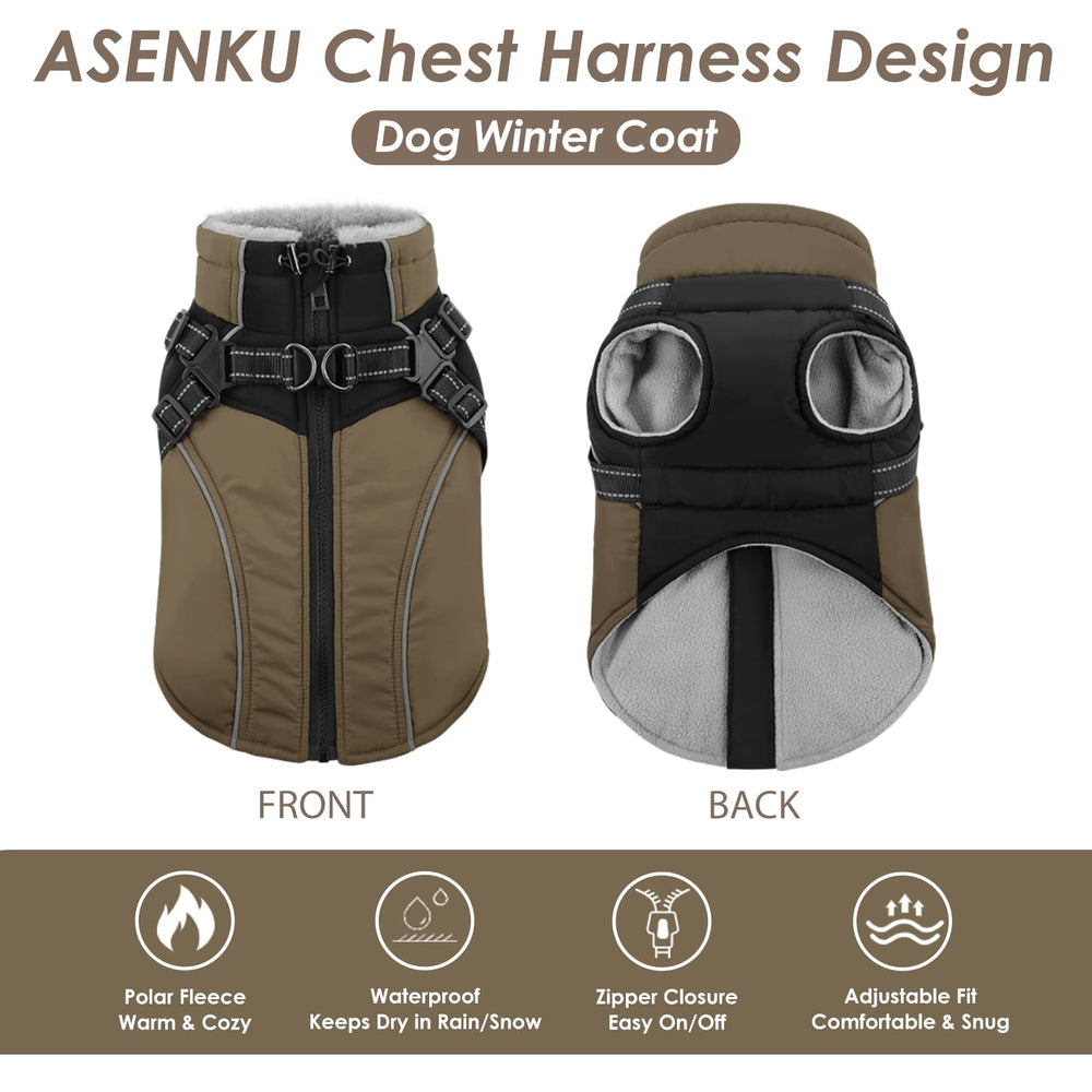 ASENKU manteau chien fermeture zip, mise en place rapide pour sorties d'hiver